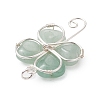 Natural Green Aventurine Copper Wire Wrapped Shamrock Pendants PALLOY-JF02970-01-4