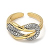 Rack Plating Brass Micro Pave Cubic Zirconia Cuff Finger Rings for Women RJEW-C114-16G-G-2