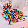 Beadthoven 90pcs 6 colors Opaque Stripe Resin European Beads RESI-BT0001-22-18