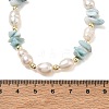 Natural Larimar Chip & Rice Cultured Freshwater Pearl Beaded Necklaces for Women NJEW-JN06665-01-4
