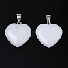 Heart Natural White Jade Pendants G-Q438-01-3