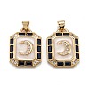 Brass Micro Pave Clear Cubic Zirconia Pendants ZIRC-A020-16G-1