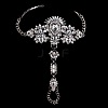 Fashion Alloy & Acrylic Rhinestone Flower Toe Ring Anklets for Beach Party WGAEED0-01-1
