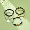 5Pcs 5 Style Natural Lava Rock & Natural Quartz & Synthetic Hematite Stretch Bracelets Set BJEW-JB08739-2