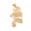 Rack Plating Brass Micro Pave Cubic Zirconia Pendants ZIRC-C035-15G-2