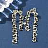 Brass Rhinestones Stud Earrings AJEW-D307-01G-4
