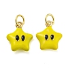 Star Rack Plating Brass Enamel Charms KK-Q804-07G-1