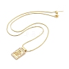 Brass & Plastic Imitation Pearl Hollow Virgin Mary Rectangle Pendant Snake Chain Necklaces for Women NJEW-Z053-02G-02-4