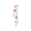 Brass Micro Pave Cubic Zirconia & Enamel Pendants KK-Q098-35G-B-1