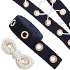 4 Yards Cotton Ribbons with Golden Tone Eyelet Rings OCOR-GF0002-89-1