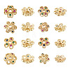 16Pcs 8 Styles Brass Micro Pave Cubic Zirconia Bead Caps ZIRC-TA0001-23G-2