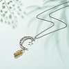 Natural Topaz Jade Bullet with Alloy Moon and Star Pendant Necklace NJEW-JN03912-04-2