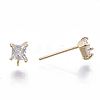 Brass Micro Cubic Zirconia Stud Earring Findings X-KK-N231-02-NF-2