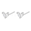 Silver 925 Sterling Silver Micro Pave Cubic Zirconia Stud Earrings FJ9969-9-1