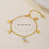 Fashionable Adjustable Brass Clear Cubic Zirconia Heart-shaped Charm Anklets for Ladies YI0803-5