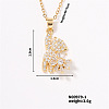 Elegant Brass Pave Clear Cubic Zirconia Bear Pendant Necklaces for Women GA3143-1