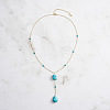 Natural Turquoise Teardrop Pendant Necklaces NJEW-L125-004G-2