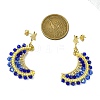 Moon Handmade Glass Seed Beads Dangle Stud Earrings EJEW-MZ00360-01-3