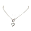 Heart Brass Pave Glass Rhinestone Pendant Necklaces NJEW-JN04954-1