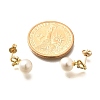 Round Brass Micro Pave Cubic Zirconia & ABS Plastic Pearl Dangle Stud Earrings EJEW-C126-06G-5