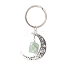 Alloy Hollow Moon Charm Keychains with Natural Gemstone Nuggets Charm KEYC-JKC00423-4