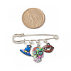 Halloween Skull & Witch Hat & Lip Alloy Enamel Charms Safety Pin Brooch JEWB-BR00089-3