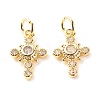 Brass Micro Pave Clear Cubic Zirconia Pendants ZIRC-P094-01G-RS-1