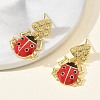 Ladybug Brass Micro Pave Cubic Zirconia Dangle Stud Earrings for Women EJEW-A167-17G-2