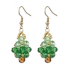 304 Stainless Steel Glass Seed Beads Christmas Tree Dangle Earrings EJEW-MZ00581-02-3