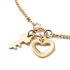 Ion Plating(IP) Heart and Key Pendant Necklaces NJEW-Q335-05A-G-2