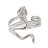 Non-Tarnish 304 Stainless Steel Snake Open Cuff Ring for Women RJEW-I098-01P-2