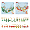  2 Sets 2 Style Mushroom Elf & Cactus Alloy Enamel Charm Locking Stitch Marker HJEW-NB0002-07-1