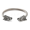 Dragon Head 304 Stainless Steel Open Cuff Bangles for Women BJEW-E094-23AS-2