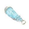 2Pcs Electroplated Natural Quartz Crystal Dyed Copper Wire Wrapped Pendants PALLOY-JF03166-02-5