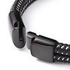 Black Microfiber Braided Cord Double-strand Bracelet with 304 Stainless Steel Magnetic Clasps BJEW-P275-18-4