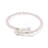 Natural Rose Quartz Beaded Cuff Bangles BJEW-JB13326-03-2