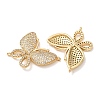 Brass Micro Pave Clear Cubic Zirconia Connector Charms CU-CBA4579-01G-B-3