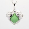 Silver Color Plated Brass Pregnancy Chime Ball Heart Cage Pendant Necklaces NJEW-F053-06S-14-1