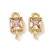 Brass Pave Cubic Zirconia Square Connector Charms KK-P348-12G-04-1
