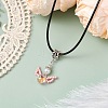 Glass Seed Beads & Glass Pearl Angel Pendant Necklaces NJEW-MZ00056-04-2