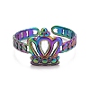 Rainbow Color Ion Plating(IP) 304 Stainless Steel Open Cuff Ring Findigns RJEW-A005-14-1