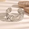304 Stainless Steel Hollow Ring Open Cuff Bangles for Women WG17EC0-02-1