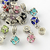 Large Hole Cube Alloy Rhinestone European Dangle Charms X-MPDL-S086-M-1