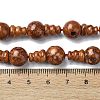 Dyed Natural Fossil 3-Hole Guru Bead Strands G-K149-51A-4
