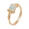 Star Cut Round Natural Rose Quartz & Amethyst & Sodalite & Howlite & Flower Amazonite Finger Ring RJEW-JR00753-4