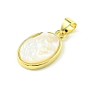 Rack Plating Brass Pave Natural Shell Pendants KK-A204-01A-03G-2