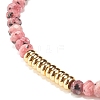 Natural Malaysia Jade(Dyed) Rondelle Beaded Stretch Bracelet with Brass BJEW-JB07967-04-4