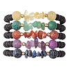 5Pcs Round Natural Gemstone Beads Stretch Bracelet Sets for Men Women BJEW-JB10980-1