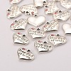 Wedding Theme Antique Silver Tone Tibetan Style Alloy Heart with Step Dad of Bride Rhinestone Charms LS-TIBEP-N005-22A-2