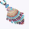 Gemstone Tassel Pendant Necklaces NJEW-P193-D01-2